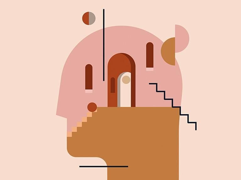 ilustração editorial minimalista conectando cérebro, comportamento e cotidiano. Utilize somente se a página não estiver visualmente carregada
