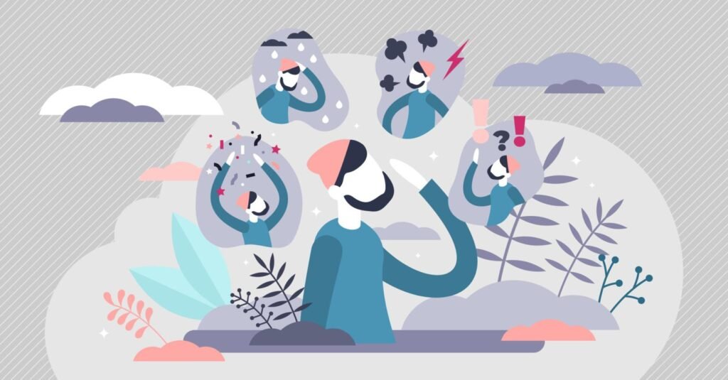 ilustração editorial minimalista representando pensamentos, emoções, hábitos, relações humanas ou comportamento. Evite imagens genéricas de pessoas sorrindo.]