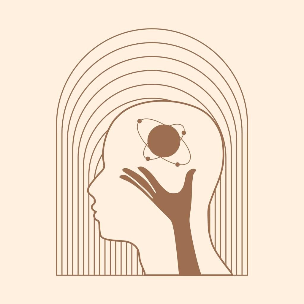 ilustração editorial minimalista relacionada à mente, cérebro, comportamento e cognição. Preferencialmente uma composição abstrata e sofisticada, mantendo a identidade visual do Descomplica Mente.]